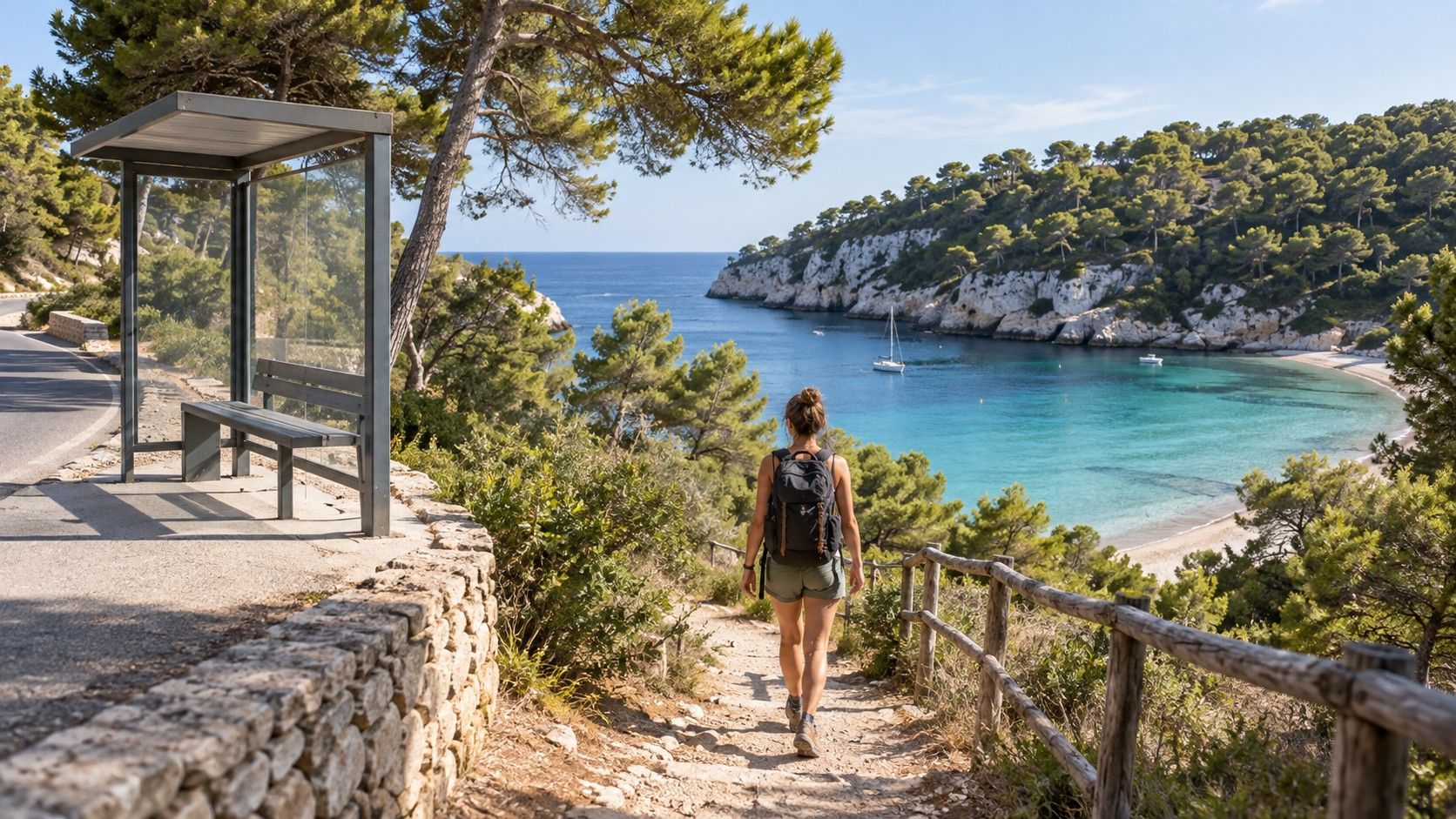 Bus an der Küste von Menorca